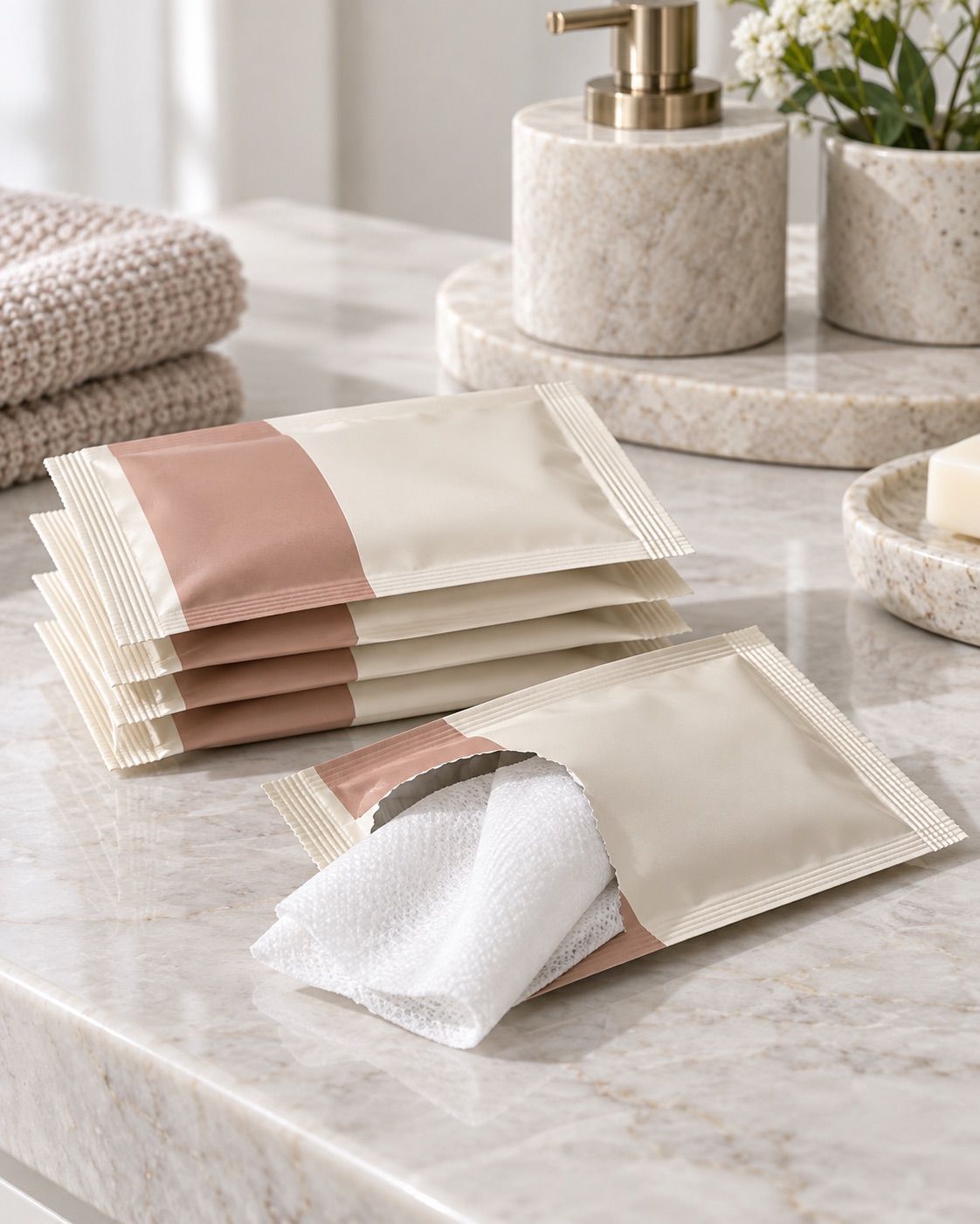 Individually wrapped wet wipes travel sachets